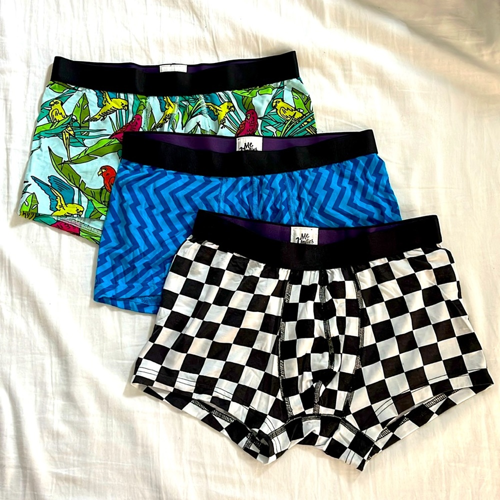 🆕 MeUndies 3 Pack of Mens Trunks Size Medium Multicolor/Designs